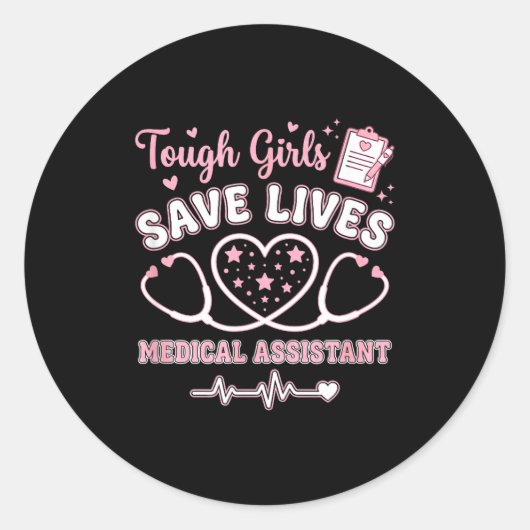 Tough Girls Save Lives Medical Istant Ronde Sticker (Voorkant)