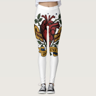 Tough Love Boksen Hart Roos Tatoeage Flash Sterk  Leggings