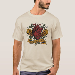 Tough Love Boksen Hart Roos Tatoeage Flash Sterk  T-shirt