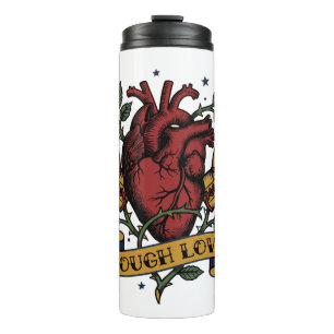Tough Love Boksen Hart Roos Tatoeage Flash Sterk Thermosbeker