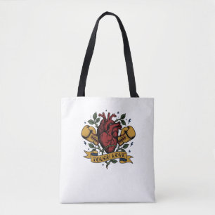 Tough Love Boksen Hart Roos Tatoeage Flash Sterk  Tote Bag