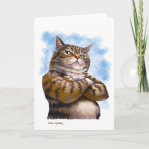 Tough Tabby Kat Cartoon Kaart