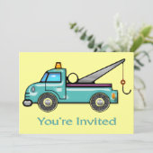 Tough Tow Truck Invite Kaart (Staand voorkant)