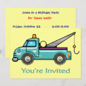 Tough Tow Truck Invite Kaart (Voorkant / Achterkant)