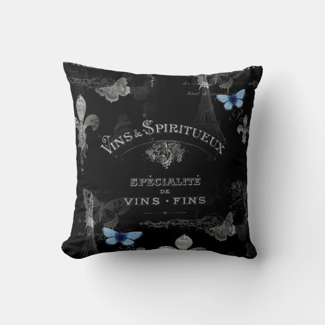 Toujours Paris Butterflies Collage Pillow Kussen (Voorkant)