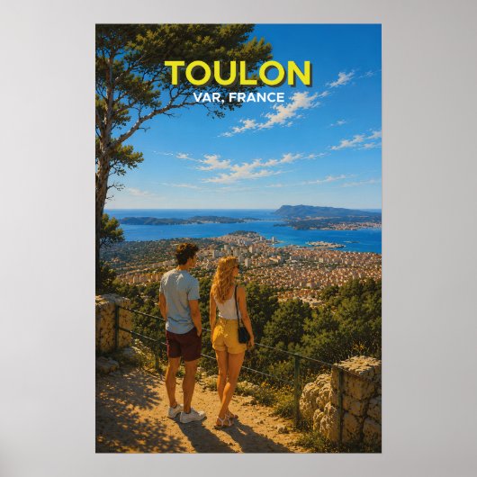 Toulon Mont Faron – Oude Reisposter Poster (Voorkant)