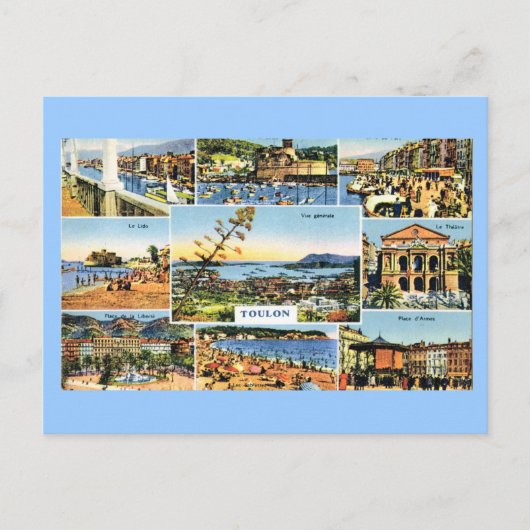 Toulon, Vroege multiviewkaart, 1920 Briefkaart (Voorkant)