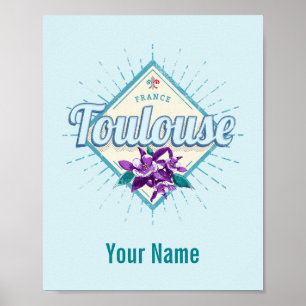 Toulouse City France Retro Violets  Souveni Poster