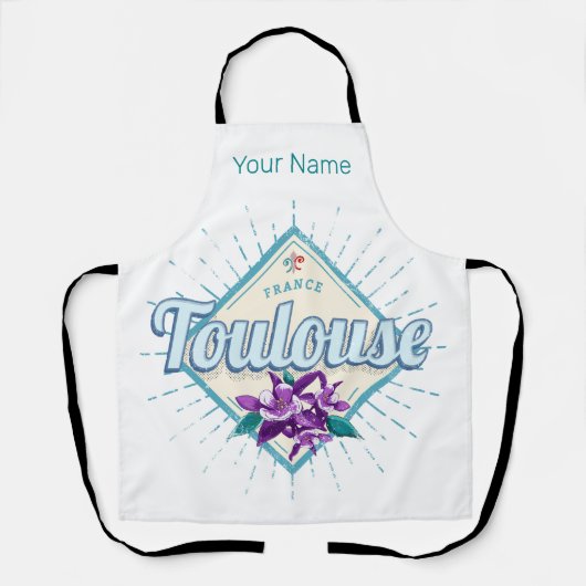 Toulouse City France Retro Violets  Souveni Schort (Voorkant)