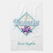 Toulouse City France Retro Violets  Souveni Theedoek (Verticaal)