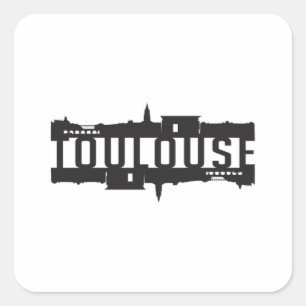 Toulouse City Skyline Cityscape Travel Grappig cad Vierkante Sticker