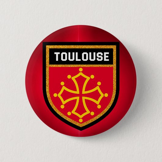 Toulouse Flag Ronde Button 5,7 Cm (Voorkant)