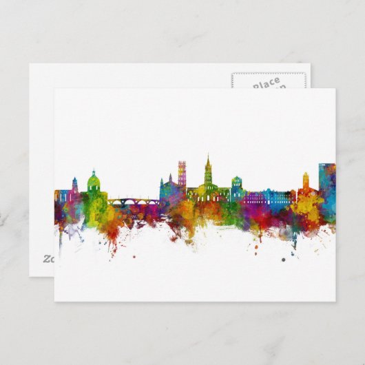 Toulouse France Skyline Briefkaart (Voorkant / Achterkant)