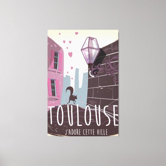 Toulouse Frankrijk cartoon reisposter Canvas Afdruk (Voorkant)