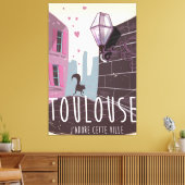 Toulouse Frankrijk cartoon reisposter Canvas Afdruk (Insitu (Woonkamer))
