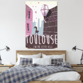 Toulouse Frankrijk cartoon reisposter Canvas Afdruk (Insitu (Slaapkamer))