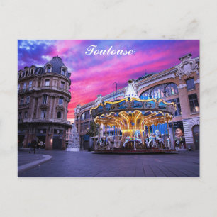 Toulouse Frankrijk, Franse stad Carousel Sunset Tr Briefkaart