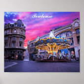 Toulouse Frankrijk, Franse stad Carousel Sunset Tr Poster (Voorkant)