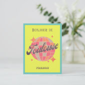 Toulouse Frankrijk reizen bonjour retro kleurrijk Briefkaart (Staand voorkant)