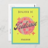 Toulouse Frankrijk reizen bonjour retro kleurrijk Briefkaart (Voorkant / Achterkant)