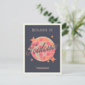 Toulouse Frankrijk reizen bonjour retro paarse fee Briefkaart (Staand voorkant)