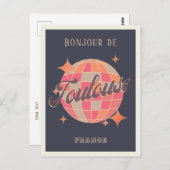 Toulouse Frankrijk reizen bonjour retro paarse fee Briefkaart (Voorkant / Achterkant)