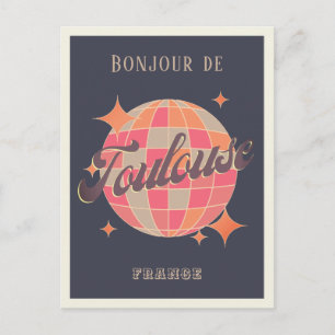 Toulouse Frankrijk reizen bonjour retro paarse fee Briefkaart