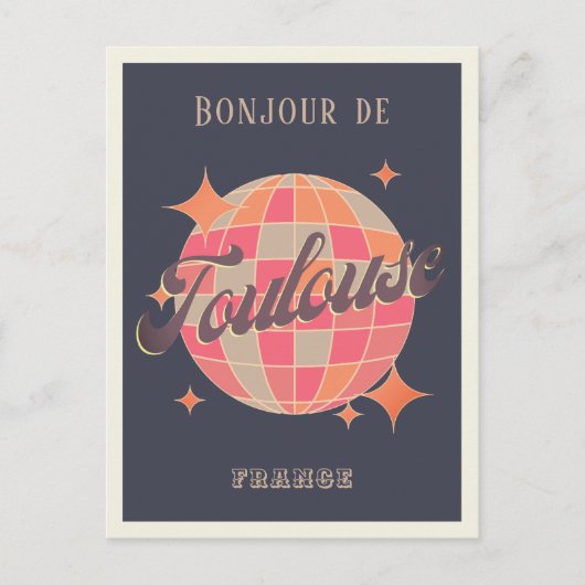 Toulouse Frankrijk reizen bonjour retro paarse fee Briefkaart (Voorkant)