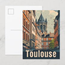 Toulouse Frankrijk Vintage Retro Reisillustratie