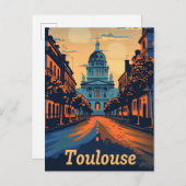 Toulouse Frankrijk Vintage Retro Reisillustratie Briefkaart (Voorkant / Achterkant)