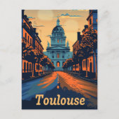 Toulouse Frankrijk Vintage Retro Reisillustratie Briefkaart