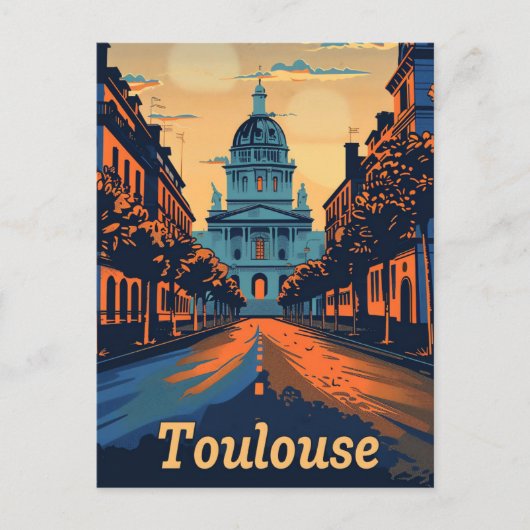 Toulouse Frankrijk Vintage Retro Reisillustratie Briefkaart (Voorkant)