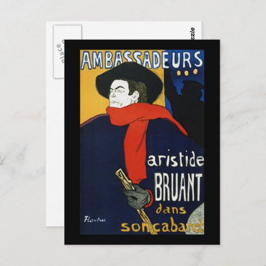 Toulouse-Lautrec Ambassadeurs Aristide Bruant Briefkaart (Voorkant / Achterkant)