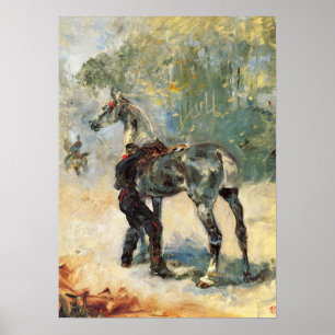 Toulouse-Lautrec - Artillerist zadelt zijn paard… Poster