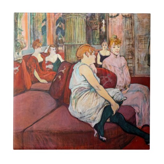 Toulouse-Lautrec - bij de Salon, de Mouliner Tegeltje (Voorkant)