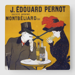 Toulouse - Lautrec Cafe Scene Kitchen Clock Vierkante Klok