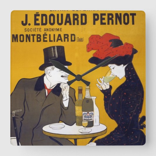 Toulouse - Lautrec Cafe Scene Kitchen Clock Vierkante Klok (Voorkant)