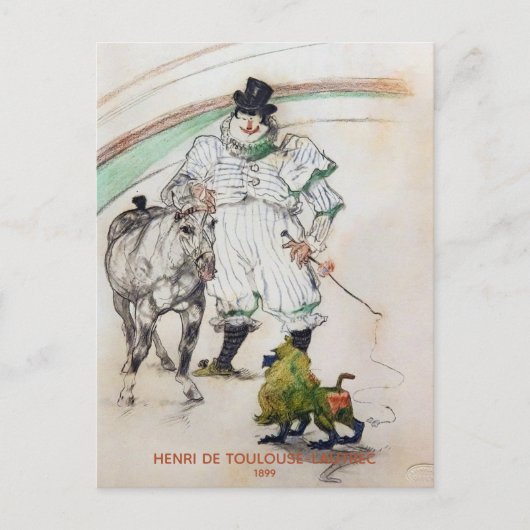 Toulouse-Lautrec, Circus Clown w Horse en Monkey Briefkaart (Voorkant)