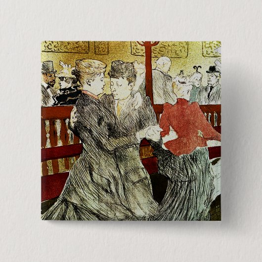 Toulouse-Lautrec - Dansen bij Rouge Vierkante Button 5,1 Cm (Voorkant)