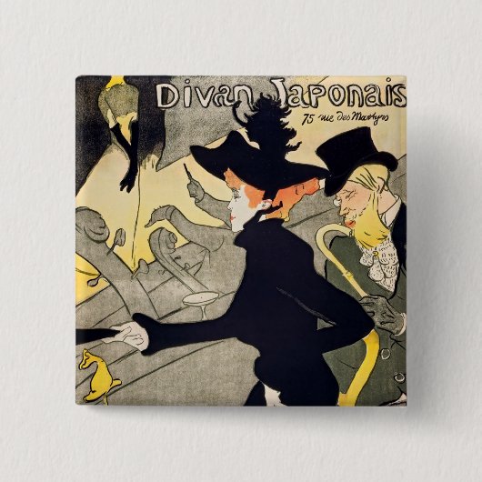Toulouse-Lautrec - Divan Japonais Vierkante Button 5,1 Cm (Voorkant)