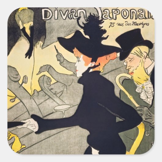 Toulouse-Lautrec - Divan Japonais Vierkante Sticker (Voorkant)