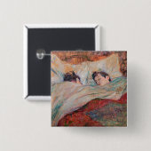 Toulouse-Lautrec - Het Bed Vierkante Button 5,1 Cm (Voorkant /achterkant)