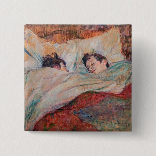 Toulouse-Lautrec - Het Bed Vierkante Button 5,1 Cm (Voorkant)