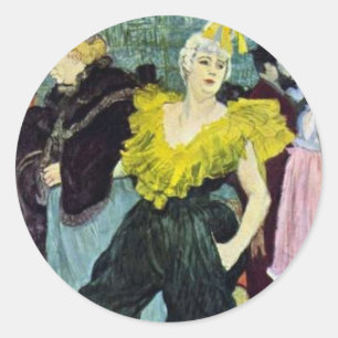 Toulouse Lautrec het Clowness afbeelding, Ronde Sticker