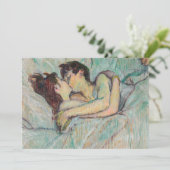 Toulouse-Lautrec - in Bed, de kus Bedankkaart (Staand voorkant)