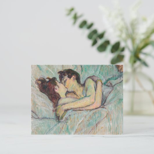 Toulouse-Lautrec - in Bed, de kus Briefkaart (Staand voorkant)
