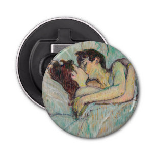 Toulouse-Lautrec - in Bed, de kus Button Flesopener