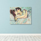 Toulouse-Lautrec - In Bed, De Kus Canvas Afdruk (Insitu (Houten vloer))