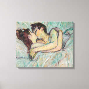 Toulouse-Lautrec - In Bed, De Kus Canvas Afdruk