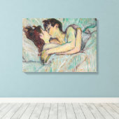 Toulouse-Lautrec - in Bed, de kus Canvas Afdruk (Insitu (Houten vloer))